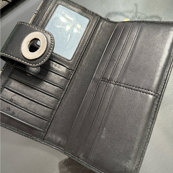 Classic coach Wallet with checkbook. Canvas with leather trim. - Picture 2 of 6